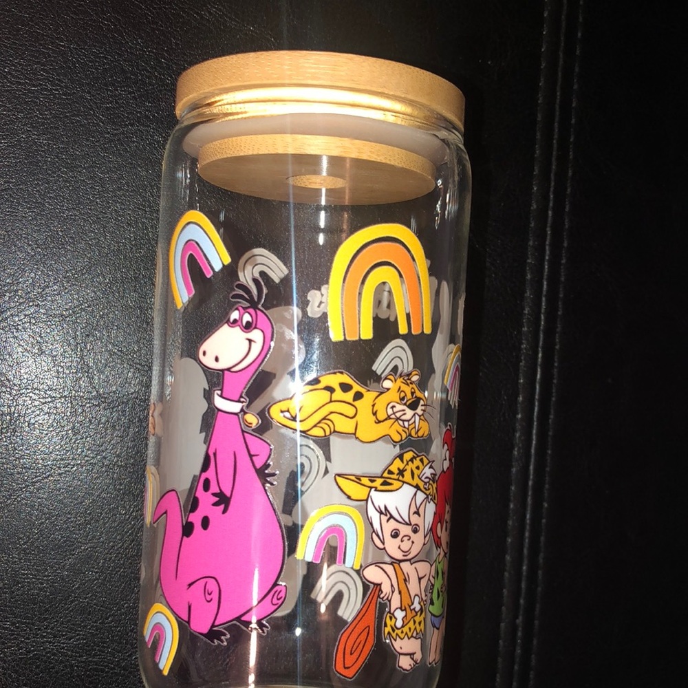Drinking Glass /Jar with Bamboo Lid - Picture 3 of 9